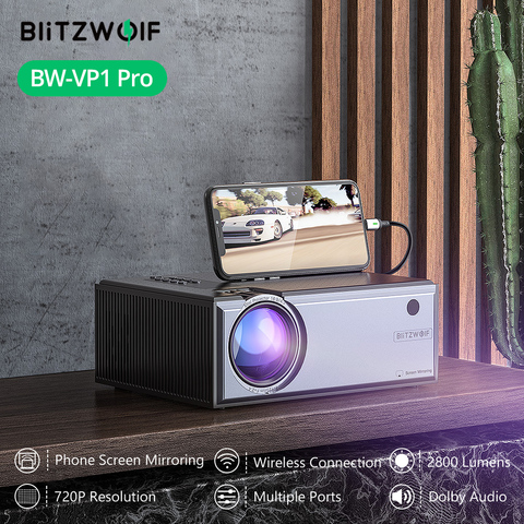Blitzwolf BW-VP1-Pro LCD Projector 2800 Lumens Phone Same Screen Version Support 1080P Input  Audio Wireless Theater Projectors ► Photo 1/6