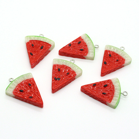 10pcs Resin Simulation Watermelon Earring Charms Simple DIY Food Keychains Bracelet Pendants Accessory Geometric Jewelry Make ► Photo 1/5