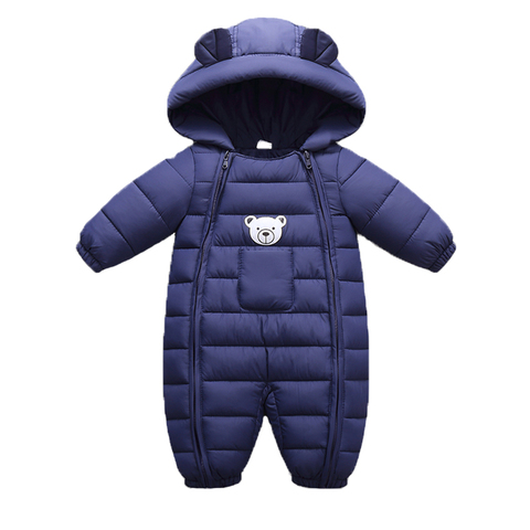 OLEKID 2022 Autumn Winter Baby Girls Romper Hooded Thick Cartoon Ear Cotton Baby Boys Snowsuit Newborn Jumpsuit Toddler Overalls ► Photo 1/6