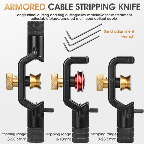 ACS-2 Armored Wire Stripper 4-10mm & 8-28mm Optical Cable Slitter Fiber Optic Stripping Tool Jacket Slitter Sheath Cutter ► Photo 1/6