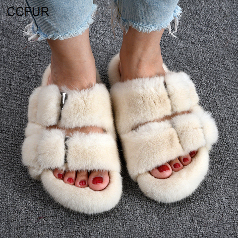 Real Mink Fur slides