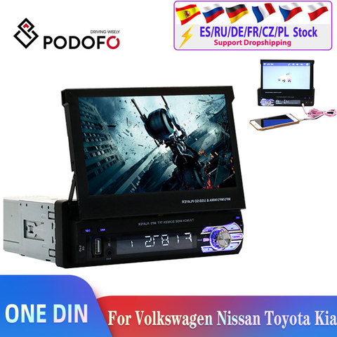 Podofo 1din Car Radio One Dind Android Mirrorlink 1din Autoradio Car Multimedia Video For Volkswagen Nissan Hyundai Kia Toyota ► Photo 1/6