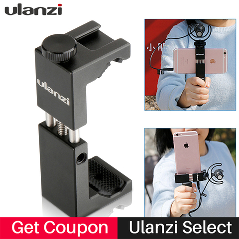 Ulanzi ST-02S Aluminium Mobile Phone Tripod Mount Clamp Holder with Hot Shoe w Handle Rig Clipper for iPhone Vlogging Fillmaking ► Photo 1/6