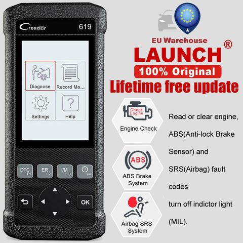 LAUNCH CR619 OBD2 Scanner Engine ABS SRS ODB2 Scan Tool Multi-language Launch OBDII Code Reader Car Diagnostic Tool Free Update ► Photo 1/6