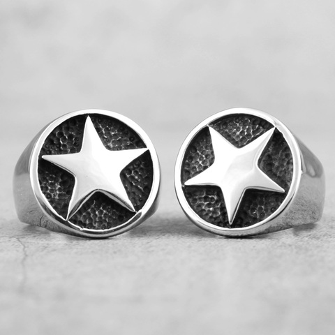 316L Stainless Steel Lucky Pentagon Stars Men Rings Talisman Good Lucky Vintage Simple Biker for Men Boy Fashion Jewelry Gift ► Photo 1/6