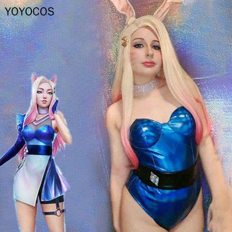 YOYOCOS Ahri Cosplay Costume Fashion New Tight LOL KDA Bunny Costume Game Sexy Cosplay Girls Dress Jumpsuits Party Halloween ► Photo 1/6