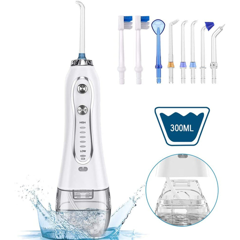 Water Flosser 300ML IPX7 Waterproof Cordless Dental Oral Irrigator Portable and Rechargeable Water Flossing  Home and Travel ► Photo 1/5