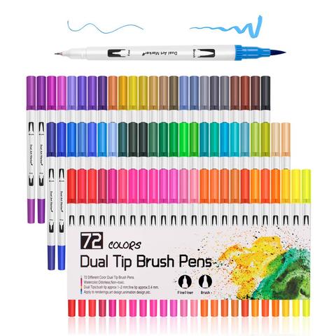 72 Colors Fine Liner Dual Tip Brush Art Markers Pen Watercolor Pens For  Drawing Painting Calligraphy Art Supplies Set