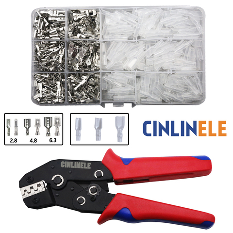 Male/Female Spade Crimp Terminals Crimping Tools Electrical Pliers  Insulating Sleeve Wire Wrap Connector SN-48B ► Photo 1/6