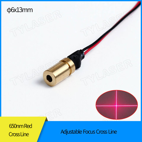 D6X13mm Focusable 650nm 1mw 5mw 10mw Red Cross Line Laser Module  Adjustable Focus ► Photo 1/4