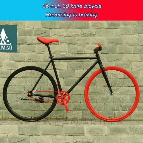 30 knife Fixed gear bicycle track bike without brake single speed bicycle 26 inch high carbon steel road bike ► Photo 1/6