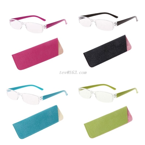 Unisex Lightweight Clear Slim Fashion Rimless Reading Glasses 1.00-4.00 Diopter Eyewear With Leather Case ► Photo 1/6