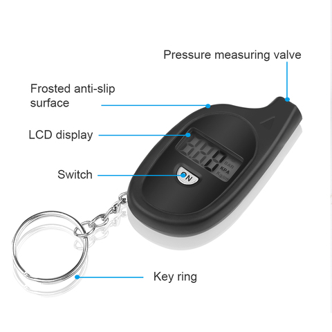 Mini Tire pressure gauge Portable keychain Style PSI, Kpa, Bar Pressure Gauge Tire air pressure test Meter digital display ► Photo 1/6