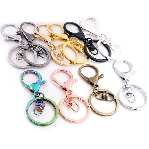 5pcs/lot 30mm Key Ring Long 70mm Popular classic 11 Colors Plated lobster clasp key hook chain jewelry making for keychain ► Photo 1/6