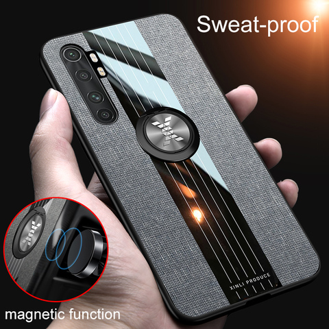 For Xiaomi Mi Note 10 Lite Case Luxury Hard Cloth With Ring Stand Magnet Slim protective Back cover for xiaomi mi note10 lite ► Photo 1/5