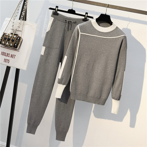 Women Two Piece Set Tracksuits Women Winter Woolen Knitted Warm Sweater Harem Pants Suit Casual Women Sets Winter Clothes ► Photo 1/4