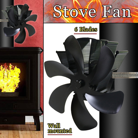 4/5/6 BladeWall Hanging  Black Heat Powered Stove Fan Log Wood Burner Eco Friendly Quiet Home Fireplace Fan Heat Distribution ► Photo 1/6