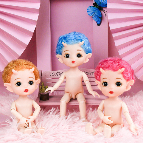 New Multiple styles 16cm Bjd Doll Ob11 13 Movable Jointed Toy Boy Makeup with Cute Horns Naked Baby Fashion Toy Gift ► Photo 1/6