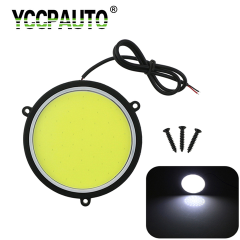 YCCPAUTO 1Pcs 88mm Round LED Daytime Running Lights DRL COB Fog Lamp LED Car Interior Reading/Trunk Light White DC12V ► Photo 1/6