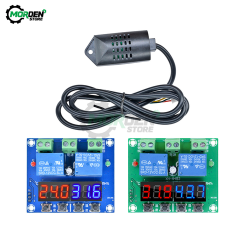 DC 12V XH-M452 Dual LED Digital Thermostat Temperature Humidity Control Thermometer Hygrometer Controller Module SHT20 Probe ► Photo 1/6