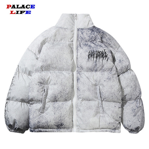 Hip Hop Jacket Parka Graffiti printing Streetwear Men Windbreaker Harajuku Winter Padded Jacket Coat Warm Outwear Zipper 2022 ► Photo 1/6