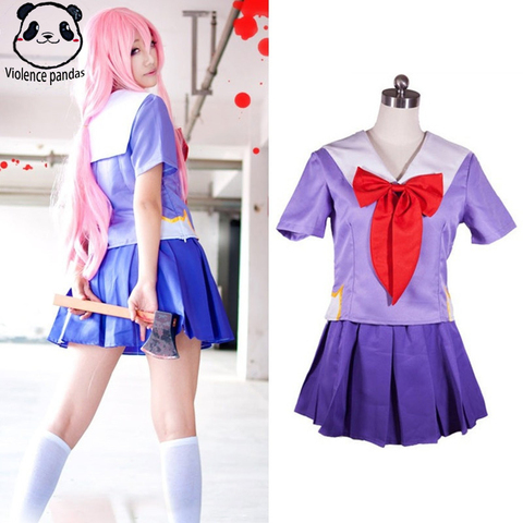 Drop Shipping Hot Future Diary Gasai Yuno Mirai Nikki School Uniform Cosplay Costume Suit Wig ► Photo 1/5