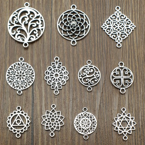 20pcs/lot Connector Charms Flower DIY Jewelry Findings For Jewelry Making Accessories Antique Silver Color Connector Charms ► Photo 1/1