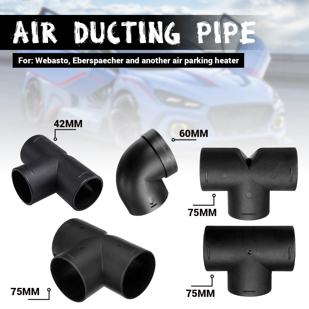 42/60/75mm Air Vent Ducting T L Piece Outlet Heater Ducting Exhaust Pipe Connector Diesel Air Parking Heater Accessories ► Photo 1/6