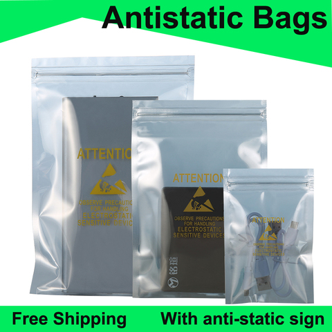 Antistatic Shielding Zip Lock Bag with Printed ESD Anti-Static Shielding Antistatic Packaging Ziplock Bag for Electronics ► Photo 1/6