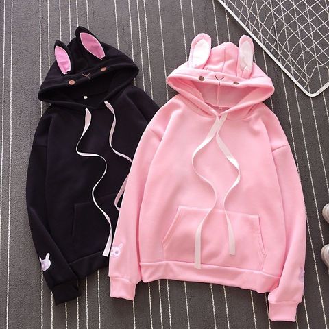 Women Fashion Cute Bunny Hoodie Long Sleeve Lovely Female Rabbit Hooded Sweatshirts Girl Casual Loose Size Lovely Cotton Hoodies ► Photo 1/6