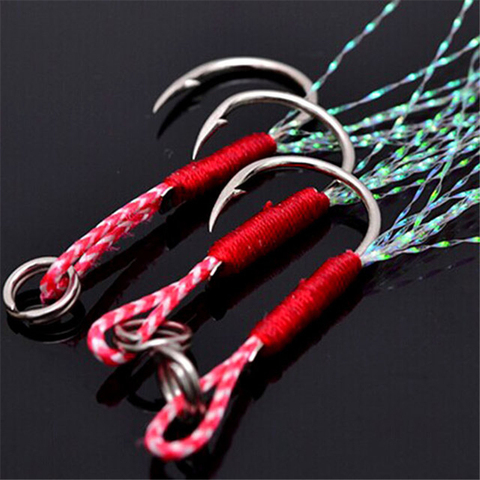 5pcs/lot High Carbon Steel Assist Thread Feather Fishing Jigging Hook Carp Slow Cast Jigs Barbed Single Fish Lure Hooks Pesca ► Photo 1/4