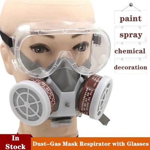 Gas Mask Respirator Painting Spray Anti Dust Filter with Protective Glasses Breathing Valves Light Weight Construction Miner ► Photo 1/6