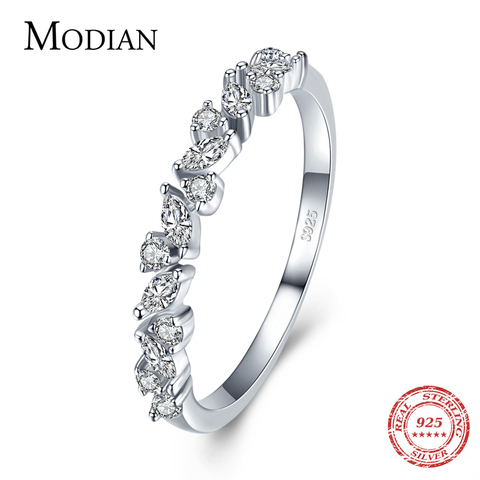 Modian Simple Stackable Cubic Zirconia Finger Rings For Women Solid 925 Sterling Silver Exquisite Fine Ring Fashion Jewelry Gift ► Photo 1/6