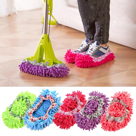 Random color 2pc Dust Mop Slipper Lazy House Floor Polishing Cleaning Easy Foot Sock Shoe Cover  Floor Cleaner  Dust Mop Head ► Photo 1/6
