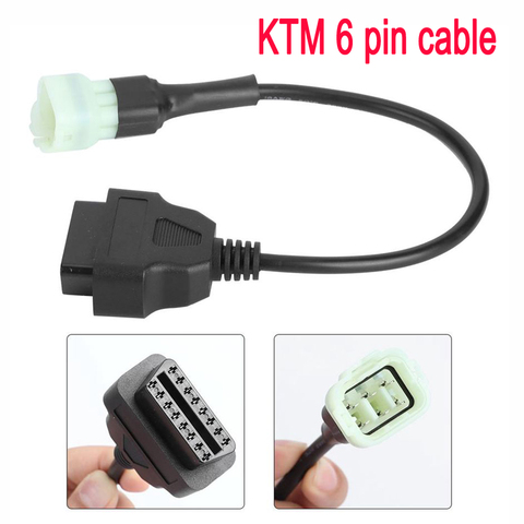 6 Pin To 16 Pin Adapter Cable OBD2 Engine Fault Diagnosis and Detector Connector Cable for KTM Motorcycles Supports for TuneECU ► Photo 1/6