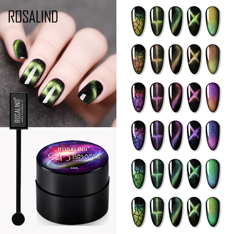 ROSALIND Gel Nail Polish 5ml 9D Cat Eye Nail Gel Magnetic For Nail Art Set For Manicure Semi Permanent Base Top Gel Nail Varnish ► Photo 1/6