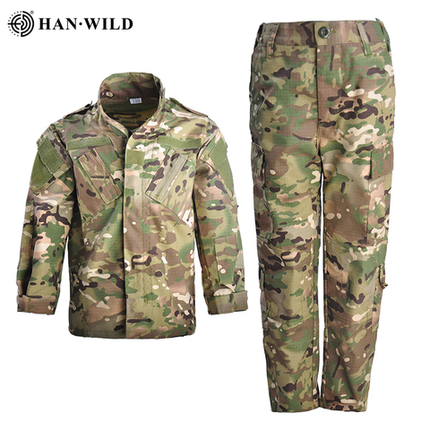 HAN WILD Outdoor Children Camp Camouflage Clothes Kids CS Airsoft Shooting Training Tactical Military Uniform Shirt Pants Suits ► Photo 1/6