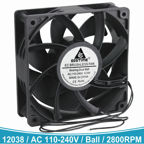 1 PCS AC 110V 115V 120V 220V 240V Radiator Cooler Fans 12cm 12038 Ball EC Brushless Cooling Fan 120mm 120mm x 38mm ► Photo 1/6