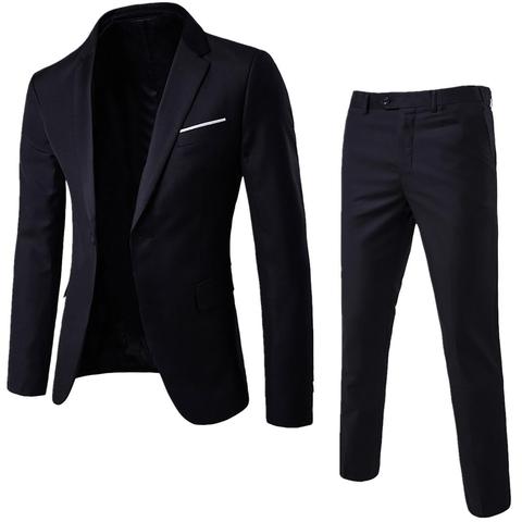Men Spring 2 Pieces Classic Blazers Suit Sets Men Business Blazer +Pants Suits Sets Autumn Men Wedding Party Set ► Photo 1/6
