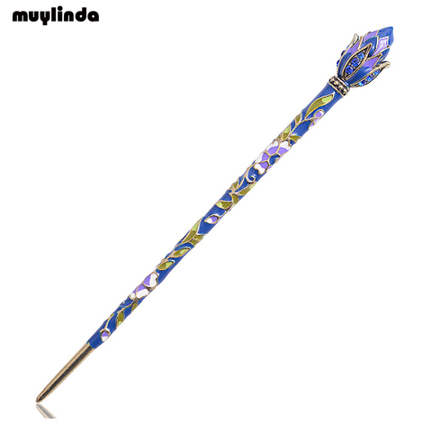 muylinda Chinese Style Lotus Flower Enamel Hair Pin Stick Accessories Women Costume Classic Metal Hair Clip Jewelry ► Photo 1/6