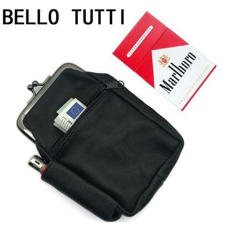 BELLO TUTTI Original Women Cigarette Bags Genuine Leather Sheepskin Fashion Metal Frame Coin Purses Men Change Money Key Wallets ► Photo 1/6