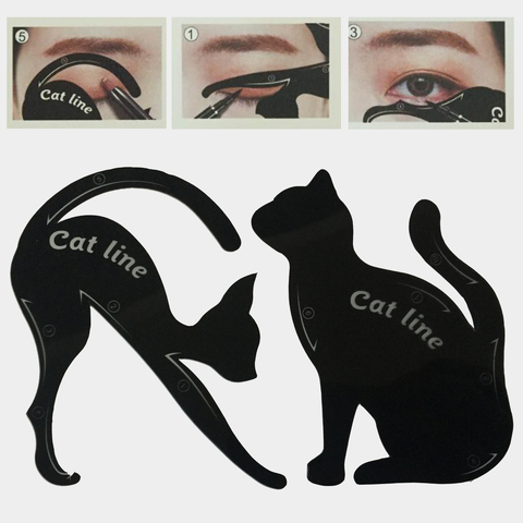 Beauty Eyebrow mold Stencils 2Pcs/Lot Women Cat Line Pro Eye Makeup Tool Eyeliner Stencils Template Shaper Model for women ► Photo 1/6