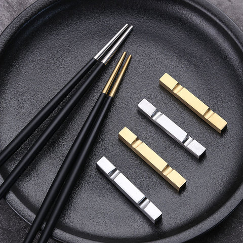 Sushi Chopsticks Set Stainless Steel Chop Sticks Tableware Silver Gold Chopsticks Rest Japanese Korean Chopsticks Drop Shipping ► Photo 1/6