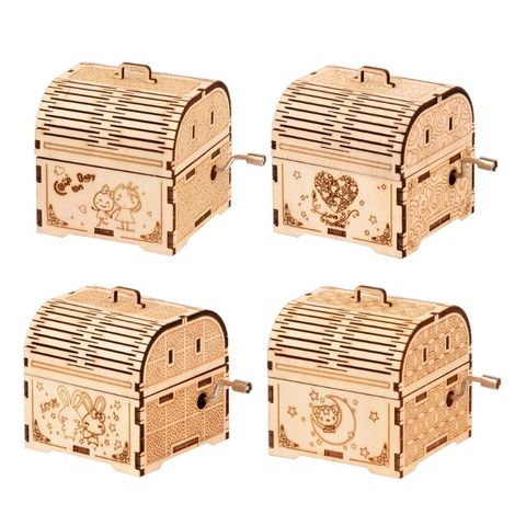 DIY Hand Crank Music Box Model 3D Wooden Puzzle Toy Self Assembly Wood Craft Kit adult kids toy Parent-child interactive game ► Photo 1/6