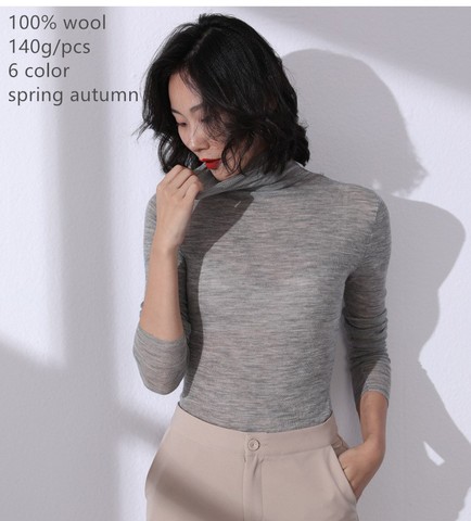 naizaiga Boutique 100% wool thin spring fashion turn-down collar lady women sweater  , DGYS8 ► Photo 1/4