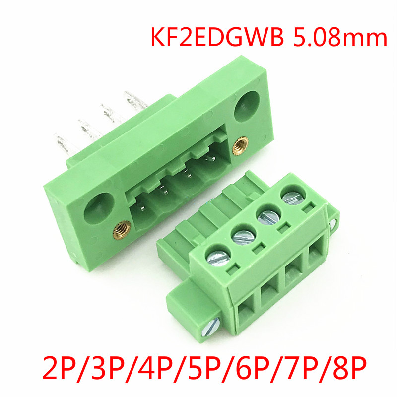 10sets 8Pin 2EDG Plug-in Screw Terminal Block Connector 5.08mm Pitch Right Angle 