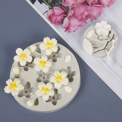 Cherry Blossom Peach Flower Leaves Mold Fondant Cakes Decor Tools Silicone Mold Sugarcrafts Chocolate Baking Tool For Cakes Form ► Photo 1/6