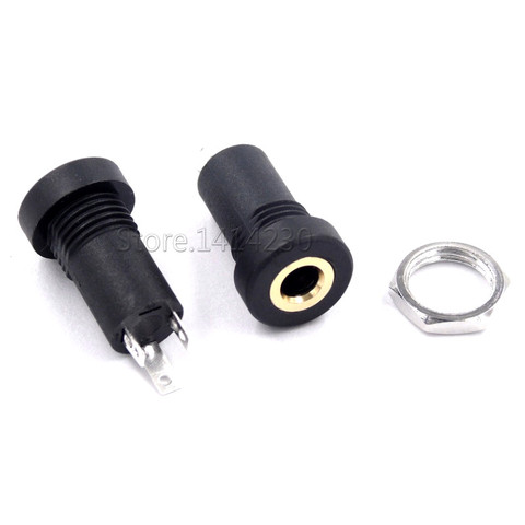 10PCS 3.5mm Stereo Audio Socket 3 Pole Black Panel Mount Gold Plated With Nuts Headphone Socket ► Photo 1/4