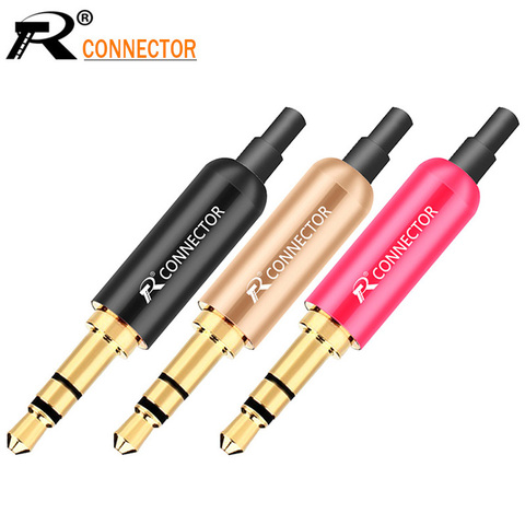 3pcs Aluminum Jack 3.5 Earphone Plug with Tail plug clamps 3.5mm 3 pole Stereo Male Plug Gold Plated Wire Connector ► Photo 1/6