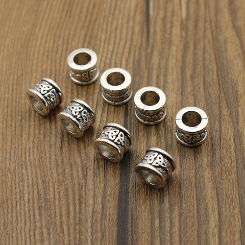 10pcs/lot Tube Flower Craft Metal Beads 10x8mm Tibetan Silver Large Hole Spacer Beads for Necklace Bracelets Jewelry Making ► Photo 1/2